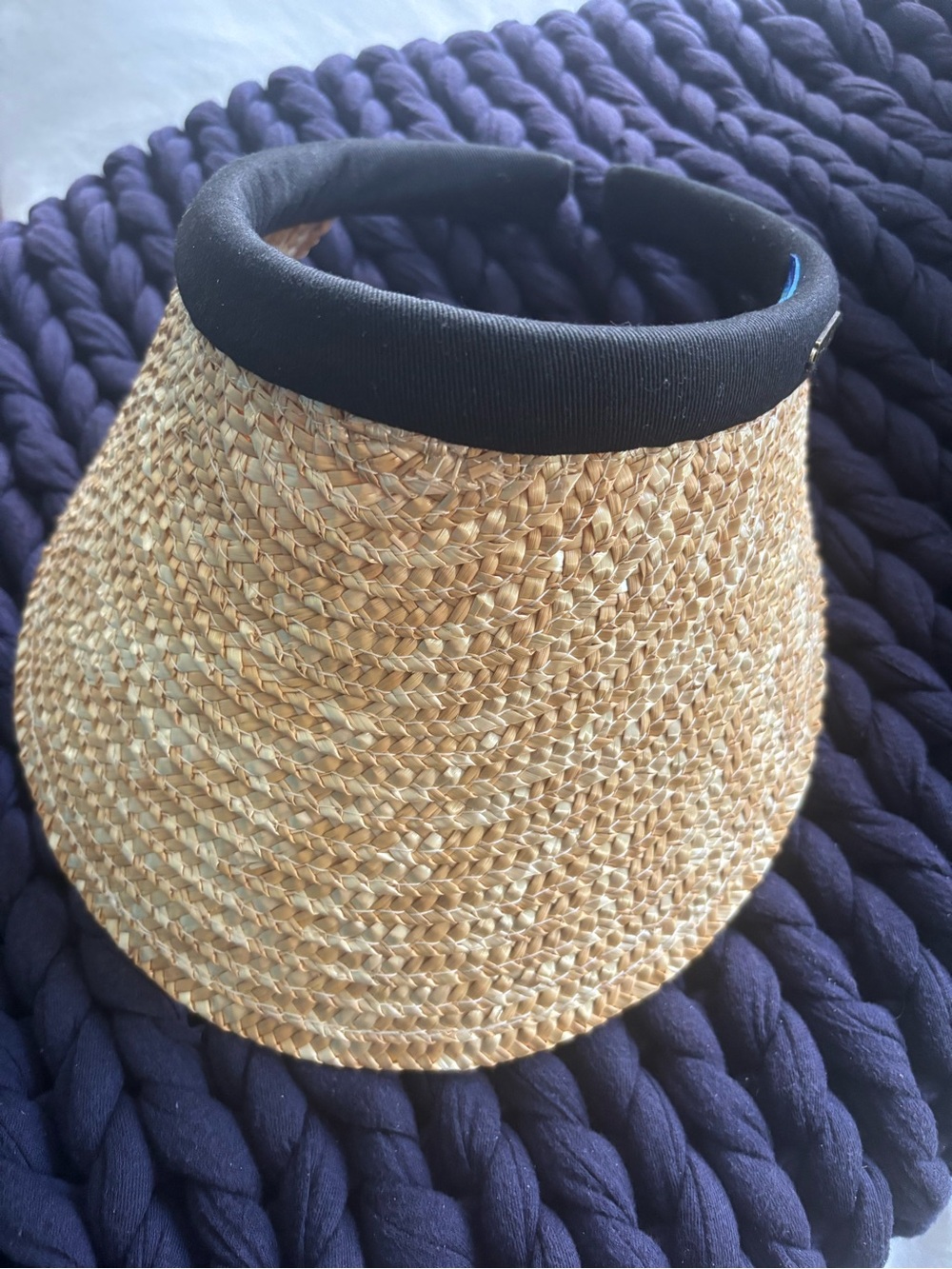 Woven Straw Visor with Black Headband